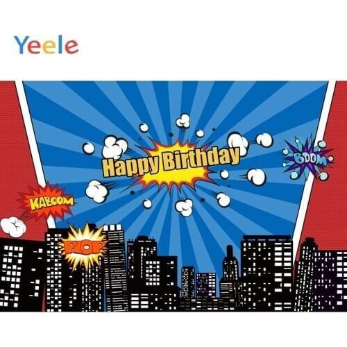 City Building Superhero Baby Boy Birthday Party Comics Portrait Scene Photographic Background Photography Backdrop Photo Studio