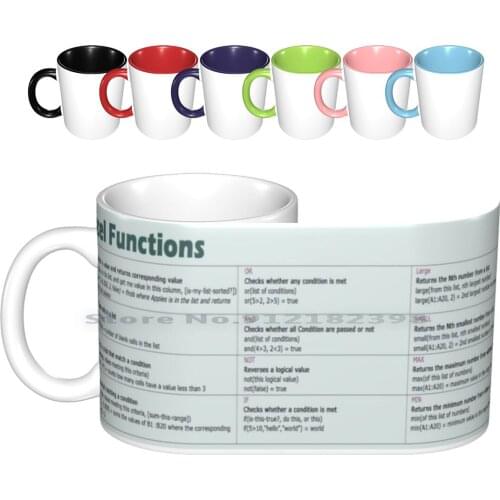 Excel Formula Cheat Sheet 1 Ceramic Mugs Coffee Cups Milk Tea Mug Excel Formula Cheat Sheet Spreadsheet Office Cool Geek Nerd