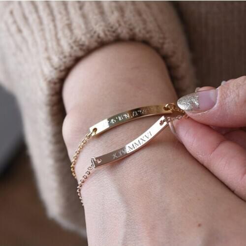 Hot Sale 100% 925 Sterling Silver Personalized Customized Engrave Letter Fashion Bracelets for Women Anniversary Gift 2019