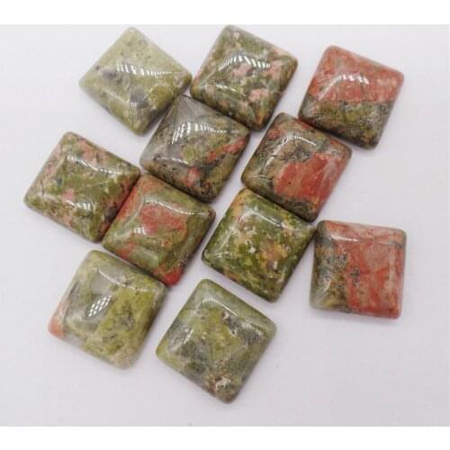 100Pcs 16x5mm Natural Green Unakite Jasper Square Cab Cabochon For DIY Jewelry Making Necklace Accessories Boutique Gift