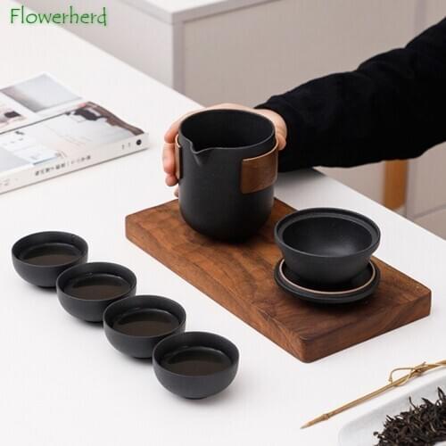 Ceramic Porcelain Kung Fu Tea Set Teaware Tea Pot and Cup Set Travel Portable One Pot and Four Cups Travel Tea Set Teapot Teacup