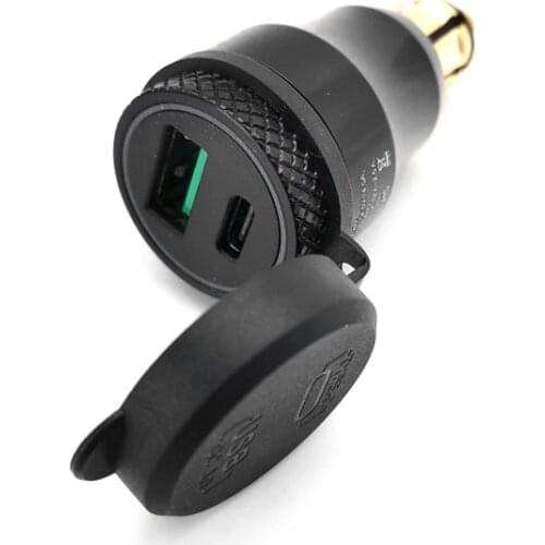 Red LED USB & Type C Charger Motorcycle Power Outlet Adapter For BMW DIN Socket