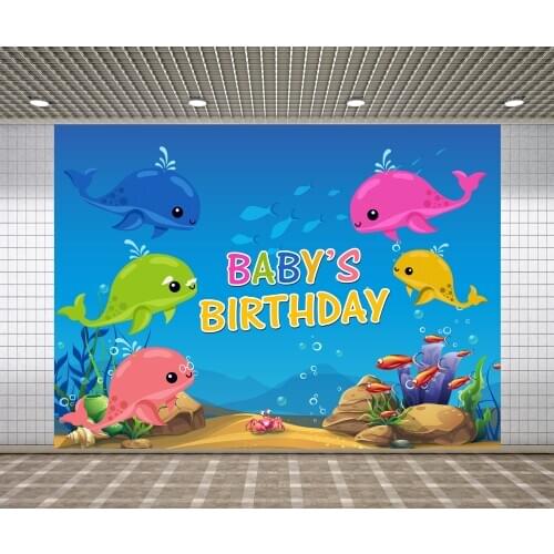 Lyavshi Baby Shark Backdrops Birthday Party seabed Fish Portrait Park decoration for Photobooth Photography Backgrounds