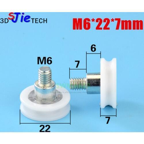 M6*22*7mm 6*22*7 M6 thread screw rolling pulley, drawer round track wheel, U groove guide wheel, DU22 over line pulley
