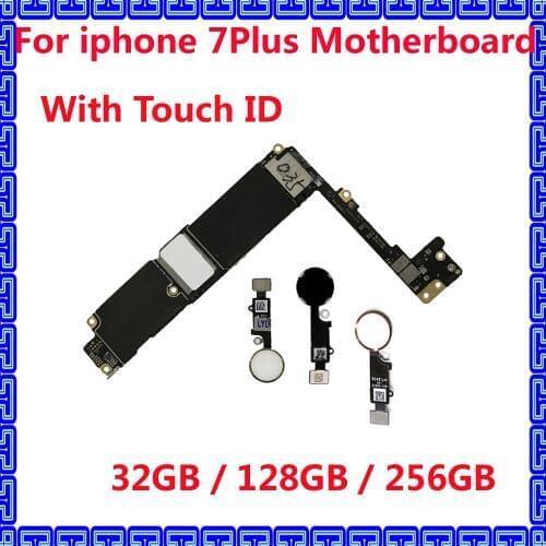 Full unlocked for iphone 7 Plus motherboard with / NO touch ID 32GB 128GB 256GB Original IOS system mainboard for iphone 7Plus