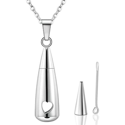 Fashion Teardrop Heart Urn Opens Necklace Ashes Keepsake Memorial Pendant Stainless Steel Cremation Keepsake Jewelry