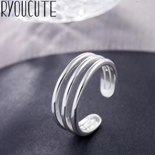 Fashion Real Silver Color Multilayer Rings for Women Wedding Jewelry Punk Retro Antique Adjustable Size Finger Big Ring
