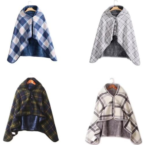 Fashion Winter Multifunction Tartan With Buttons Plaid Blanket Shawl Keep Warm Multicolor Plaid Pattern Plush Lazy Blanket