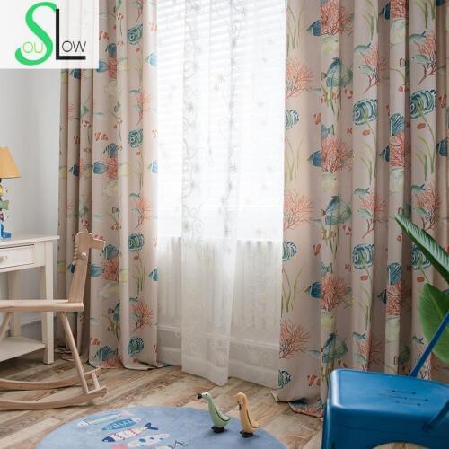 Slow Soul Sea Curtain Curtains For Living Room Children Kids Boys Tulle Beautiful Pastoral And Ready Made Rideaux Cuisine Quarto