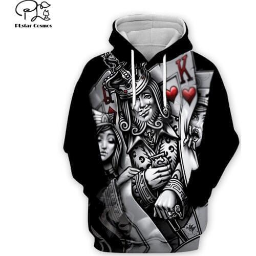 PLstar Cosmos poker Q&K 3D Printed Hoodie Mens Womens hip hop apparel boy for girl hoodies Skull jacket Plus size XS-7XL