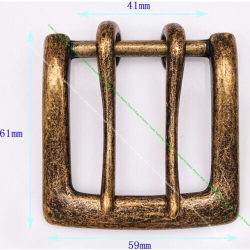 Men Antique Brass Double Pin Tongue Buckles Leather Belt Buckle Replacement Fits 41mm