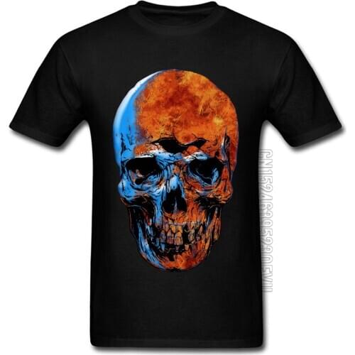 Teeshirt Skull Mens Dress Short Sleeve Tops Tees 2018 Popular Crew Neck 100% Cotton Top T-shirts Hipster Men T Shirt