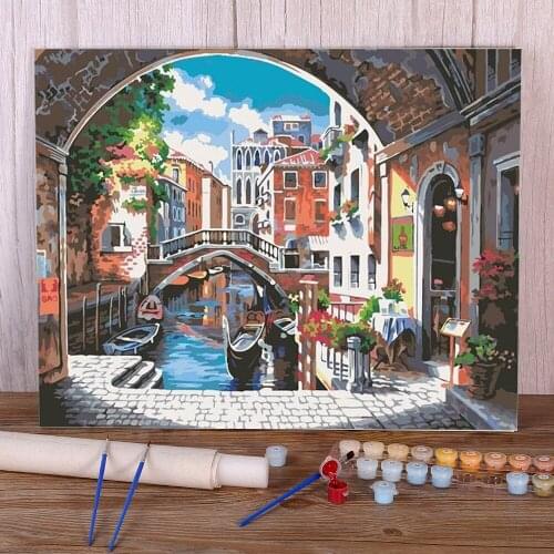 Landscape Night Coloring By Numbers Painting Package Oil Paints 40*50 Painting On Canvas New Design For Children Handiwork