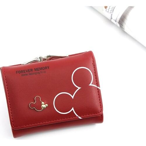 NEW Women Small Wallets Cute Design PU Leather Female Wallets Short Ladies Purses With Coin Pocket For Money Card Coin Red Pink