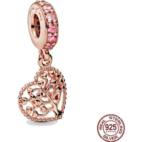 New 925 Sterling Silver Bead Tree of Love Dangle Charm ​DIY fine beads Fit Original Pandora Charms Bracelet Jewelry 2021