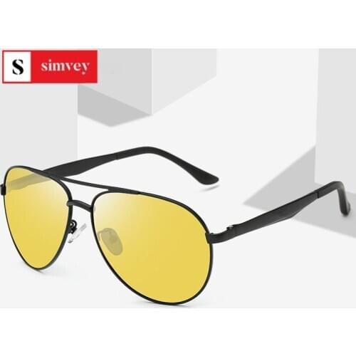 Simvey Classic Retro Polarized Night Driving Glasses for Women Men Oversized Anti Glare Night Vision Pilot Sunglasses U400