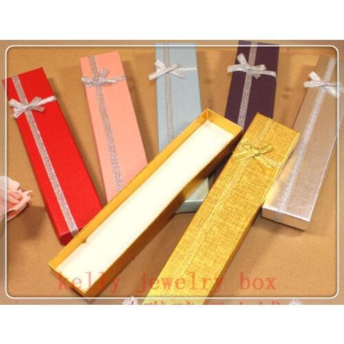 Wholesale 12pcs/lot 20x4x2cm Mixed Color Bowknot Jewelry Necklace Bracelet Gift Boxes Cheap Jewelry Display Packaging Box Case