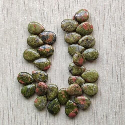 Wholesale 28pcs/lot 13X18mm good quality natural flower green drop CAB CABOCHON teardrop beads for jewelry making free shipping