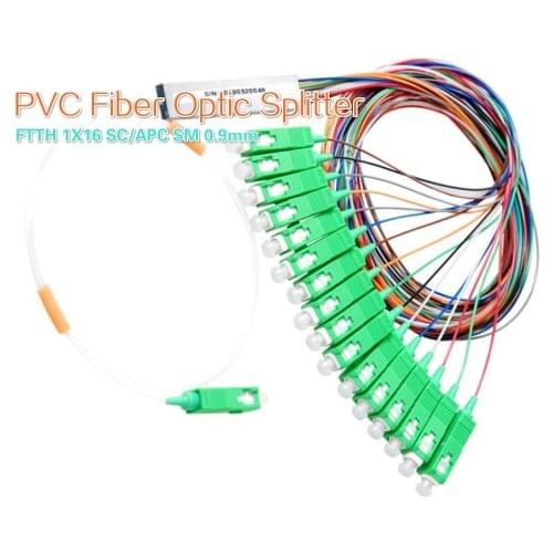 G657A1 PLC Splitter FTTH 1X16 SC/APC SM 0.9mm 1m PVC Fiber Optic Splitter 10PCS 20PCS 30PCS Suit sell