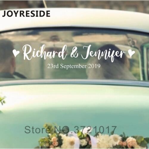 Personalized Names Date Couple Wedding Deocration Wall Stickers Car Decals Custom Name Wedding Decor Design Beautiful Mural M449