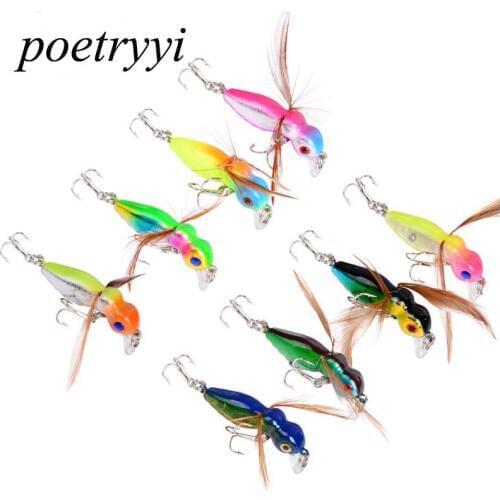 POETRYYI 1pcs Fishing Lure Little bee different color Salmon Flies Trout Single Dry Fly Fishing Lures Fishing Tackle 30