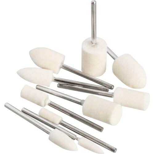10Pcs Grinding Polishing Buffing Round Wheel Pad 4-12mm Wool Felt 2.35mm Shank Metal Surface For Dremel Rotary Tools Accessories