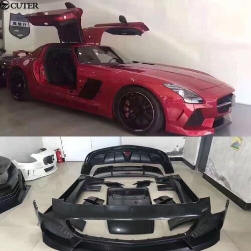 R197 Car body kit FRP Unpainted front bumper rear bumper side skirts for Mercedes Bnez SLS AMG R197 MISHA BODY KIT