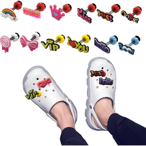 1pcs Rainbow Crown Lollipop Shoe Chams Accessories Standing Shoe Decorations Spring Ornaments Kids Christmas Gift