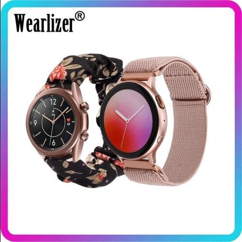 Wearlizer 2 Pack Nylon Elastic Watch Strap for Samsung Galaxy Watch 3 41mm Band Adjustable Watchband for Samsung Active 2 40mm
