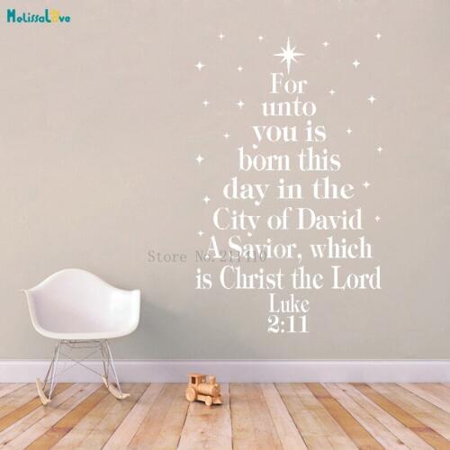 Christmas Wall Sticker For Unto You is Born This Day Decals Home Decor Living Room Celebrating Holiday Removable Murals YT765