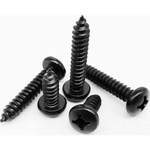 20/100pcs M1.4 M1.7 M2 M2.5 M3 Micro Small Black 304 Stainless Steel Cross Phillips Pan Round Head Self Tapping Wood Screw