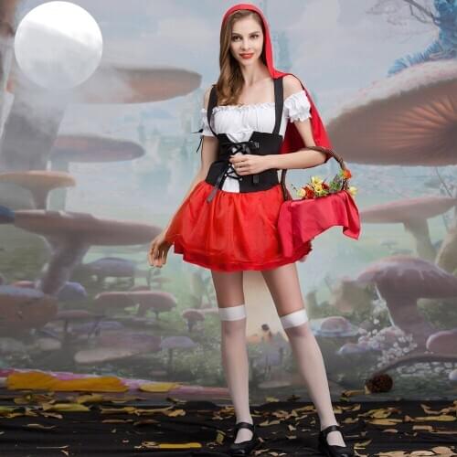 Sexy Women Little Red Riding Hood Costumes Adult Anime Cosplay Fantasy Game Uniforms Halloween Party Fancy Dress
