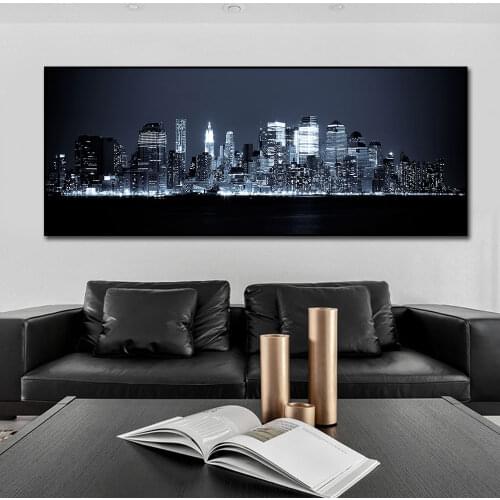 Nordic White Black Building Landscape Oil Painting Print on Canvas Posters Wall Art Pictures Living Room Decoration Home Decor