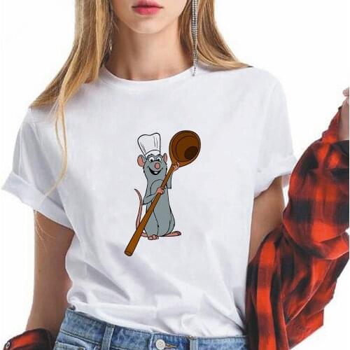 Disney Ratatouille Women T Shirt Remy Kawaii Cartoon Printed Harajuku Oversized T-shirts French Street Femme Vetement Dropship