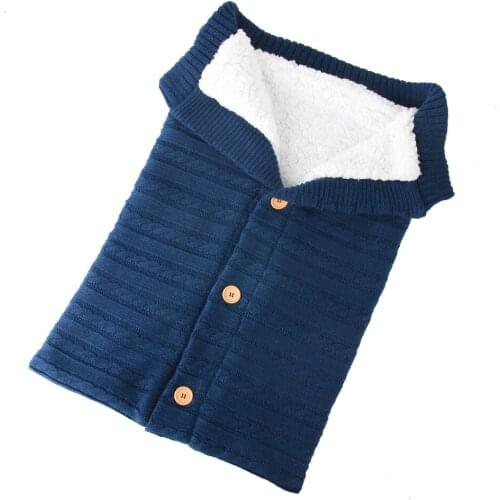 Newborn Baby Winter Warm Sleeping Bags Infant Button Knit Swaddle Wrap Swaddling Stroller Wrap Toddler Blanket