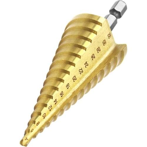 ZtDpLsd 4-32mm Pagoda Shape HSS Triangle Shank Pagoda Metal Steel Step Drill Bit Hole Drill Cone Drill Countersink Titanium Bit