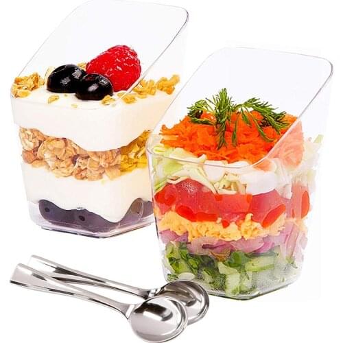 Promotion - Party Wedding Festival Supplies, Disposable Plastic Tableware, 60*78mm/90ml Transparent Incline Cup, 10/Pack