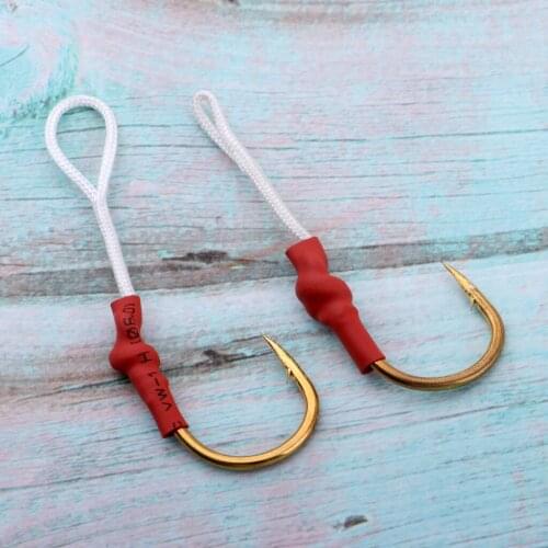 2 Pieces Jigging Assist Hooks Assist Fishing Hooks with White PE Line Fishhooks