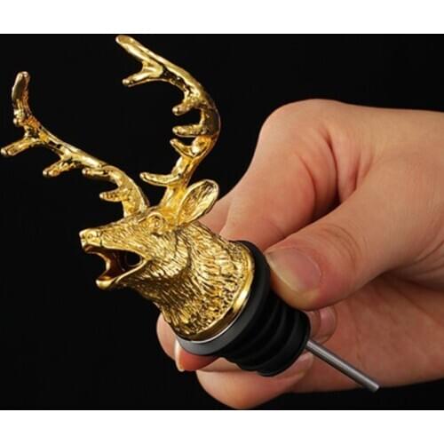 2 Styles of Deer Head Wine Mouth Deer Head Wine Guide Pour Wine Stopper Zinc Alloy Wine Stopper Bartender Tool Wine Accessories