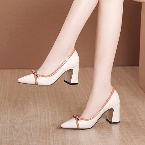 2021 Fashion Woman Sexy High Heels Pointed Toe Square Heel Woman Party Elegant High Heels Comfortable Woman Heel Shoes