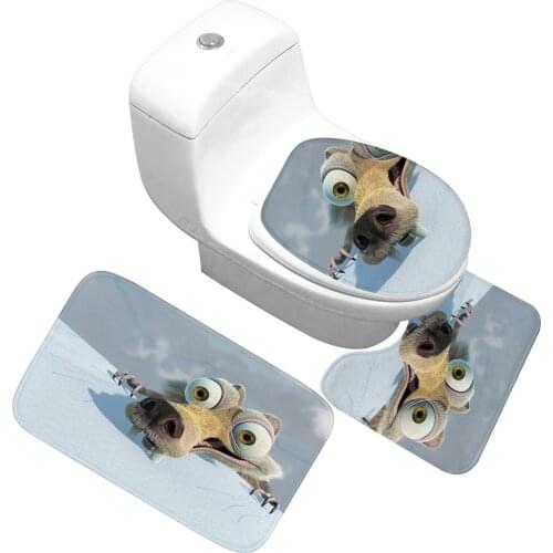 3pcs Cartoons Flannel Super Soft Absorbent Bathroom Door Mat Non-slip Bath Rug Carpet bathroom bath mats bathroom decoration