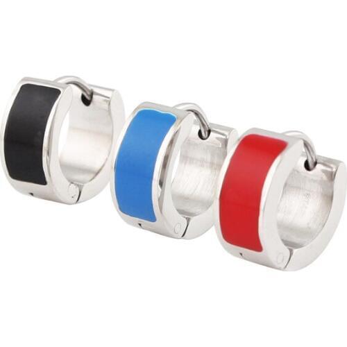 Alisouy 2 pieces Small Stainless Steel stud Earring Handmade stud Round Earring For Women Men Black Blue Red type for chose