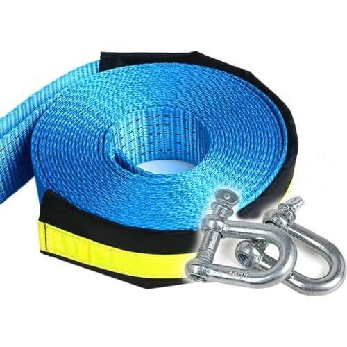 Car Tow Strap Racing Auto Winch Rope Nylon 5M 8Tons recovery Towing cable Strap Belt Heavy Duty Off Road Accessories Metal Hooks