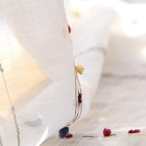 White Nordic emvroidered Vertical stripes weave curtain livingroom bedroom tulle yarn sheer M512