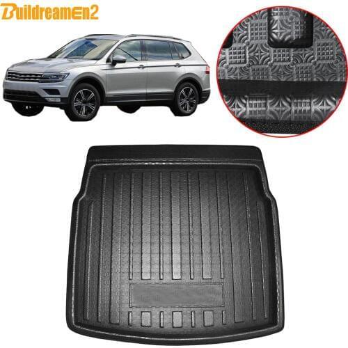 Buildreamen2 Car Rear Trunk Mat Floor Tray Boot Liner Luggage Carpet Cargo Mud Pad Accessories For Volkswagen Tiguan L 2017 2018