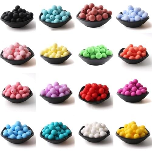 9mm 50pcs Silicone Beads Baby Teether Round Pearl DIY Chewable Colorful Teething BPA Free Jewelry Infant Toy Pacifier Chain
