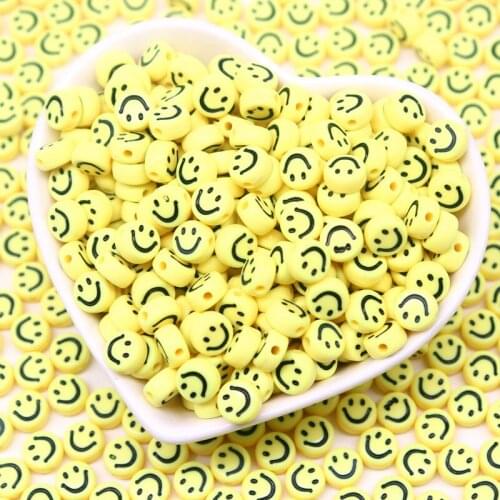 10g Smiley Beads 4mm*7mm Acryl Yellow Smile Face Loose Spacer Beads with Hole for DIY Handmade Jewelry Craft Accessories