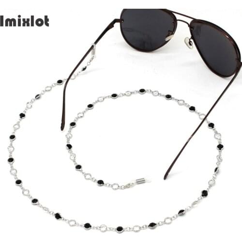 Black & White Crystal Bead Eyeglass Holder Fashion Glasses Chain For Women Eye Accessories Eyewear Straps Cord Sunglasses String