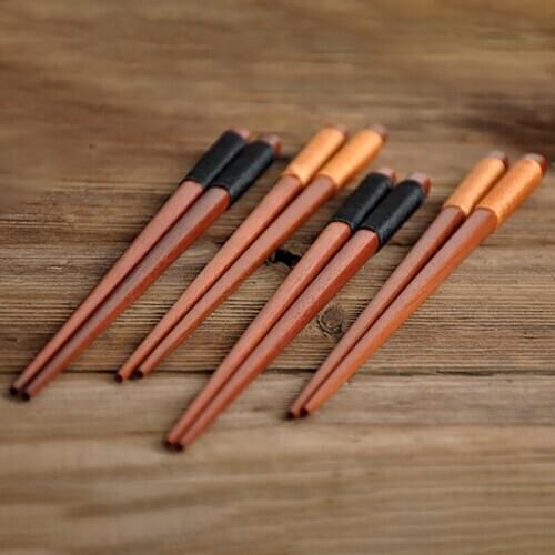6 Pairs Wood Chopsticks Reusable Chinese Korean Japanese Chop Sticks Dishwasher Safe Non-Slip