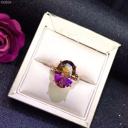 Rare color gemstone, natural amethyst lady ring, 925 silver, novel craftsmanship, beautiful colors